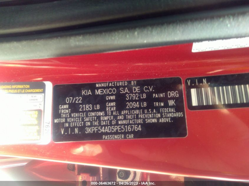 2023 KIA FORTE GT-LINE - 3KPF54AD5PE516764