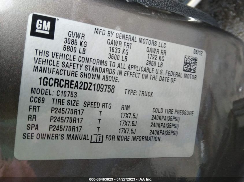 2013 CHEVROLET SILVERADO 1500 LS - 1GCRCREA2DZ109758