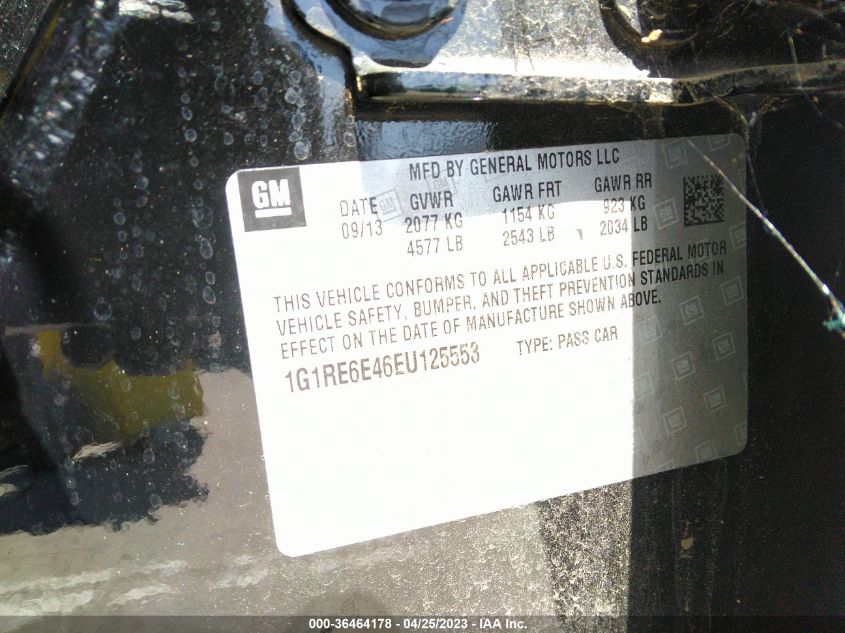 2014 CHEVROLET VOLT - 1G1RE6E46EU125553