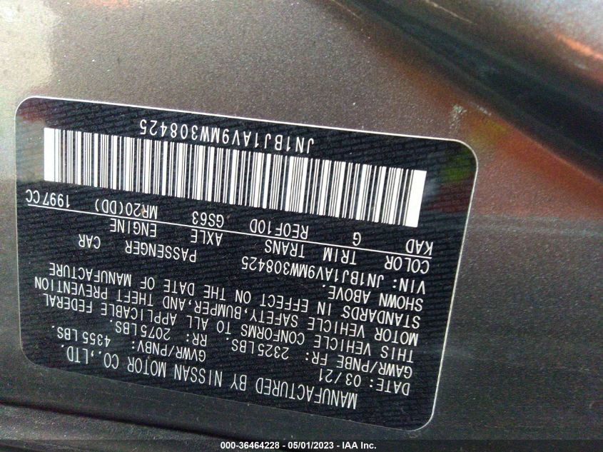 2021 NISSAN ROGUE SPORT S - JN1BJ1AV9MW308425