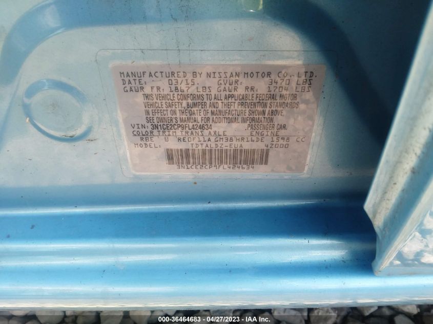 2015 NISSAN VERSA NOTE SV - 3N1CE2CP9FL424634