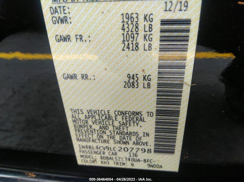 2020 NISSAN ALTIMA 2.5 SR - 1N4BL4CV9LC207798