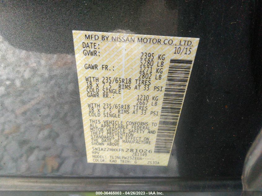 2015 NISSAN MURANO S - 5N1AZ2MHXFN281026
