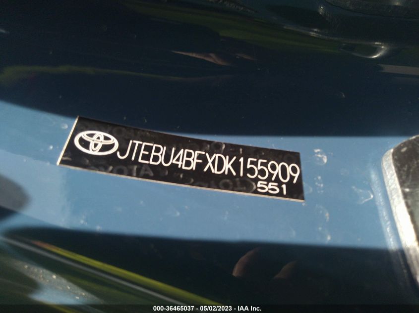 2013 TOYOTA FJ CRUISER JTEBU4BFXDK155909