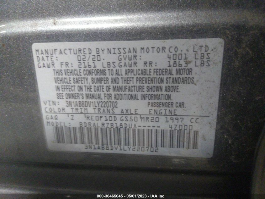 2020 NISSAN SENTRA SR - 3N1AB8DV1LY220702