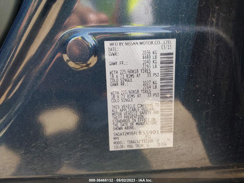 2015 NISSAN ROGUE SL - 5N1AT2MT6FC855901