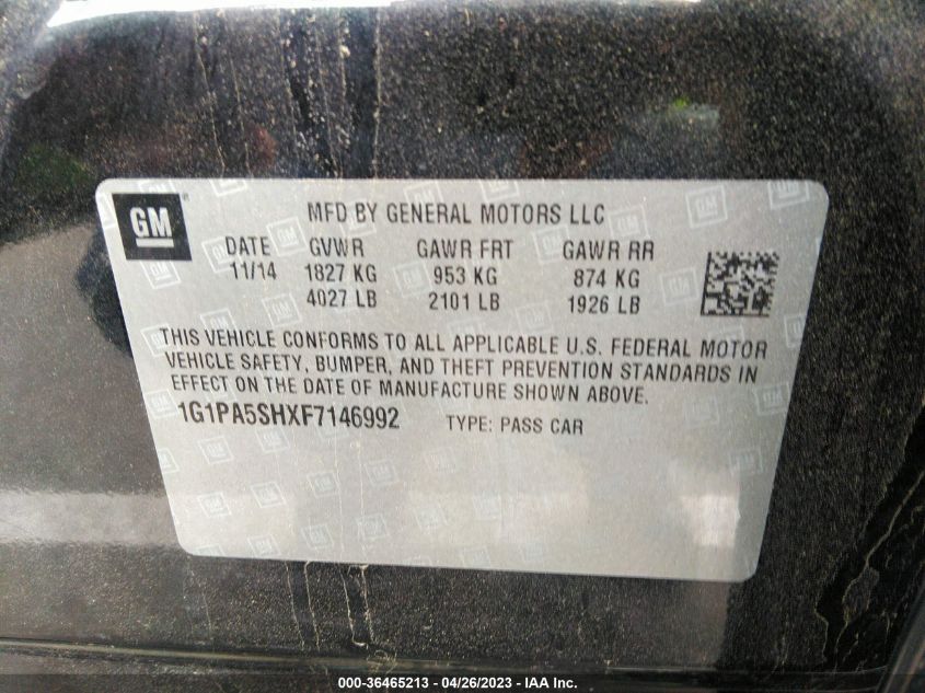 2015 CHEVROLET CRUZE LS - 1G1PA5SHXF7146992
