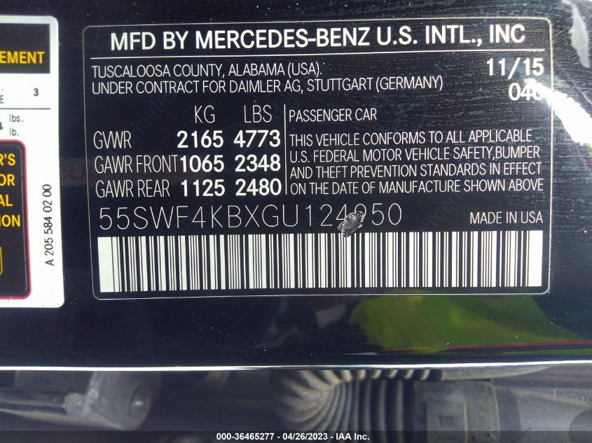 2016 MERCEDES-BENZ C-CLASS C 300 - 55SWF4KBXGU124950