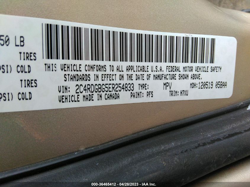 2014 DODGE GRAND CARAVAN SE - 2C4RDGBG5ER254833