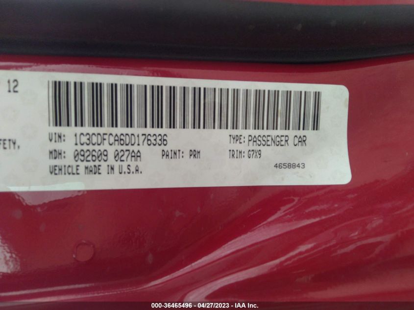 2013 DODGE DART LIMITED - 1C3CDFCA6DD176336