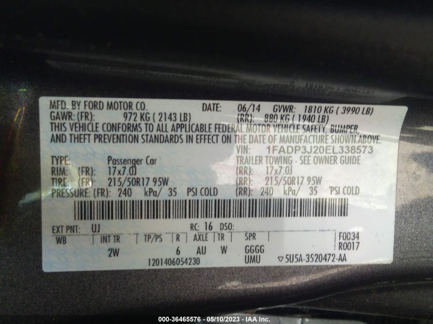 2014 FORD FOCUS TITANIUM - 1FADP3J20EL338573