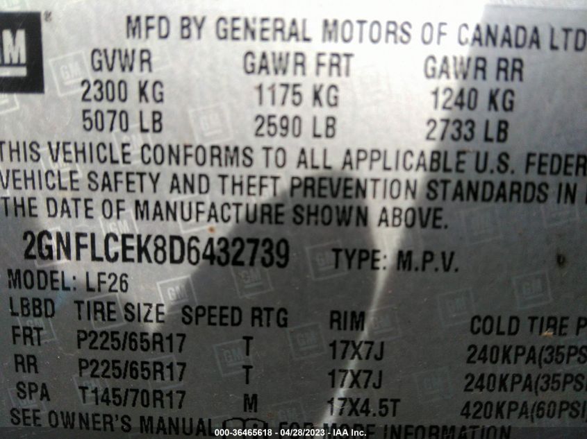 2013 CHEVROLET EQUINOX LS - 2GNFLCEK8D6432739
