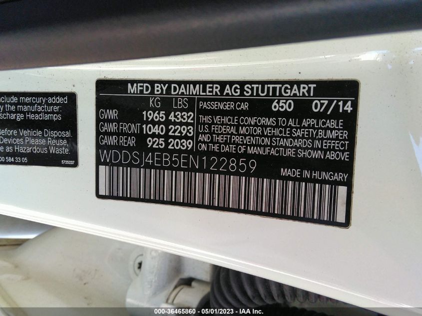 2014 MERCEDES-BENZ CLA-CLASS CLA 250 - WDDSJ4EB5EN122859