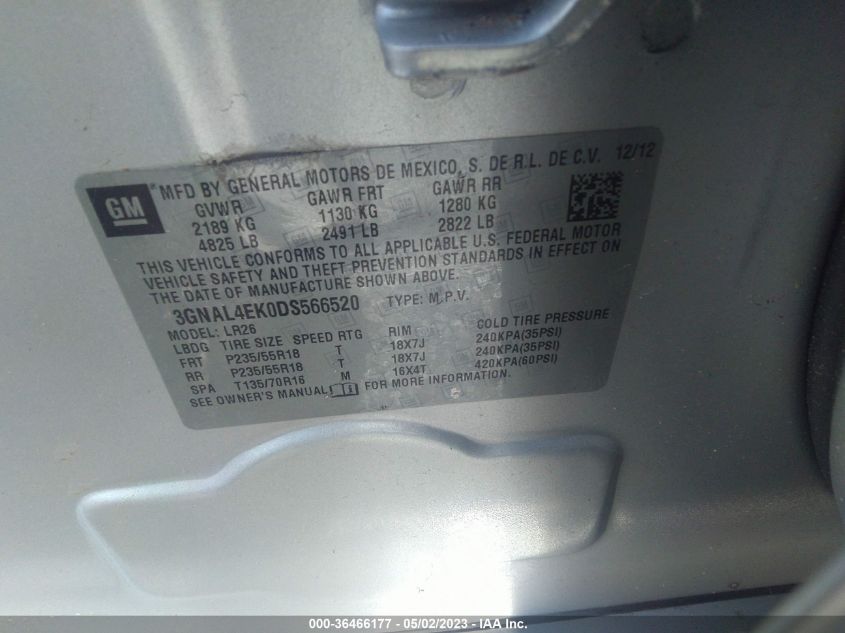 2013 CHEVROLET CAPTIVA SPORT LTZ 3GNAL4EK0DS566520