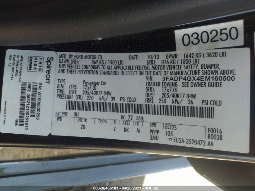 2014 FORD FIESTA ST - 3FADP4GX4EM160500