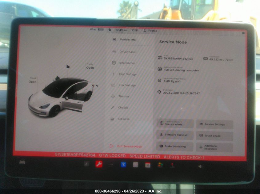 2023 TESLA MODEL 3 - 5YJ3E1EA9PF542764