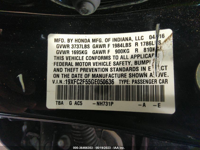 2016 HONDA CIVIC SEDAN LX - 19XFC2F55GE050636