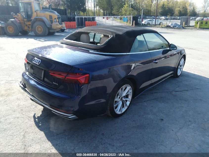 2022 AUDI A5 CABRIOLET PREMIUM - WAU2AGF52NN007735