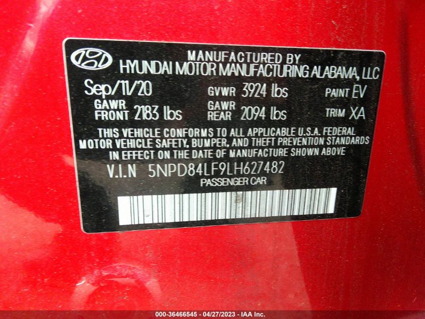 2020 HYUNDAI ELANTRA VALUE EDITION - 5NPD84LF9LH627482