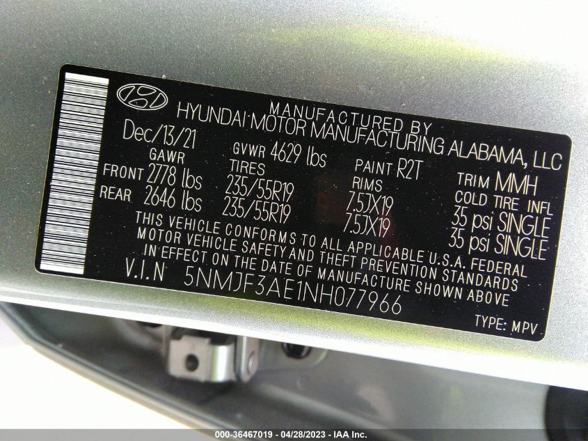 2022 HYUNDAI TUCSON SEL - 5NMJF3AE1NH077966