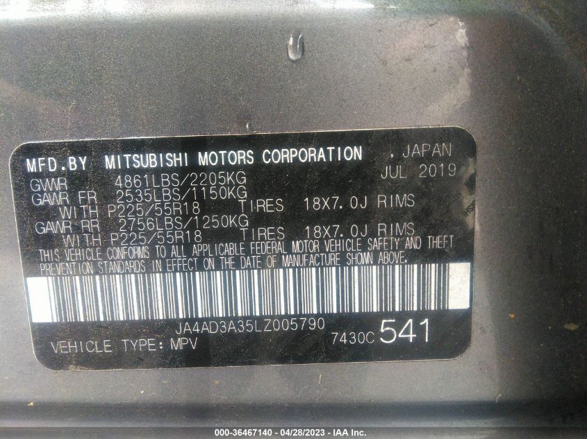 2020 MITSUBISHI OUTLANDER SE/SEL/LE/SP - JA4AD3A35LZ005790