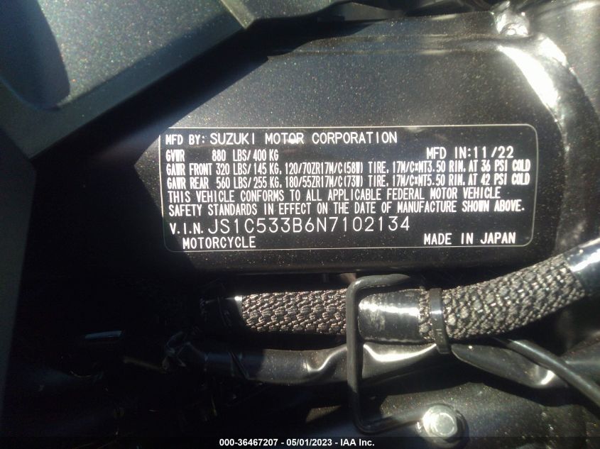 2022 SUZUKI GSX-S750 M/Z - JS1C533B6N7102134
