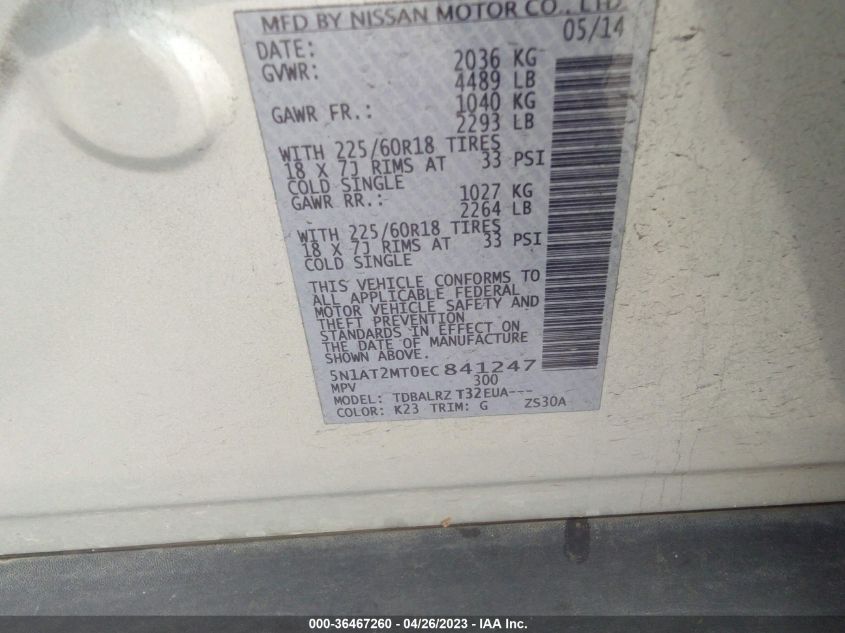 2014 NISSAN ROGUE SL - 5N1AT2MT0EC841247