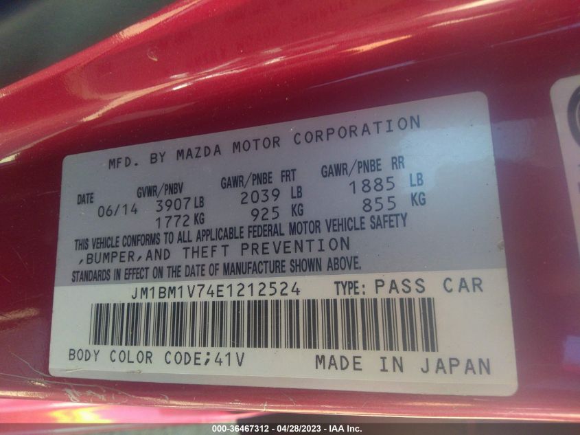 2014 MAZDA MAZDA3 I TOURING - JM1BM1V74E1212524
