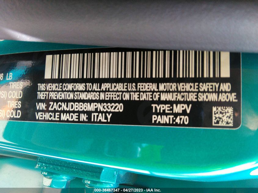 2021 JEEP RENEGADE 80TH ANNIVERSARY - ZACNJDBB6MPN33220