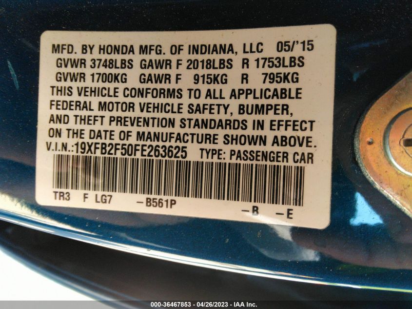 2015 HONDA CIVIC SEDAN LX - 19XFB2F50FE263625