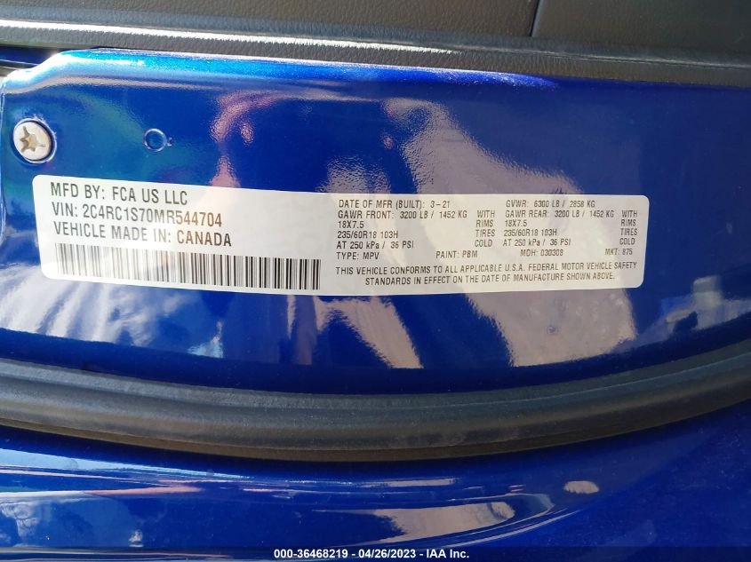 2021 CHRYSLER PACIFICA HYBRID LIMITED - 2C4RC1S70MR544704