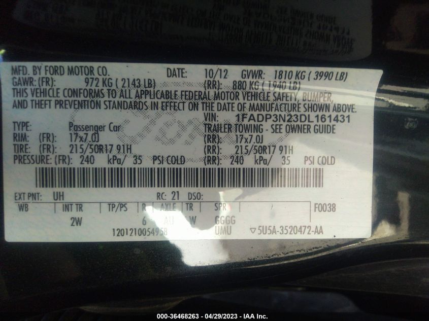 2013 FORD FOCUS TITANIUM - 1FADP3N23DL161431