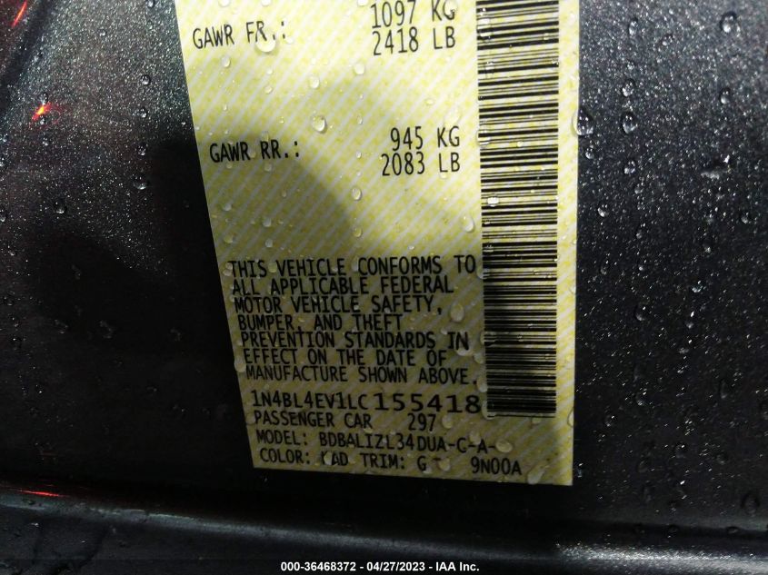 2020 NISSAN ALTIMA 2.5 SL - 1N4BL4EV1LC155418