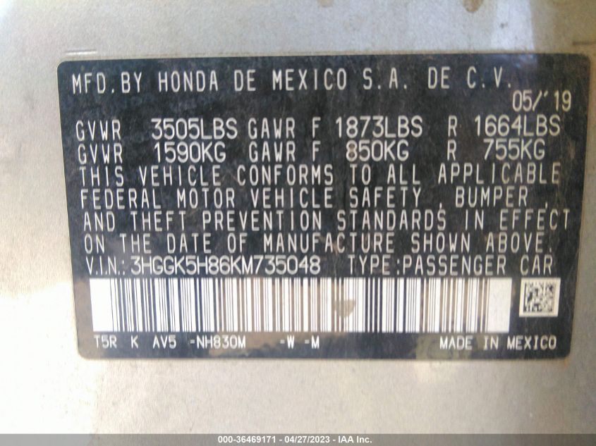 2019 HONDA FIT EX - 3HGGK5H86KM735048