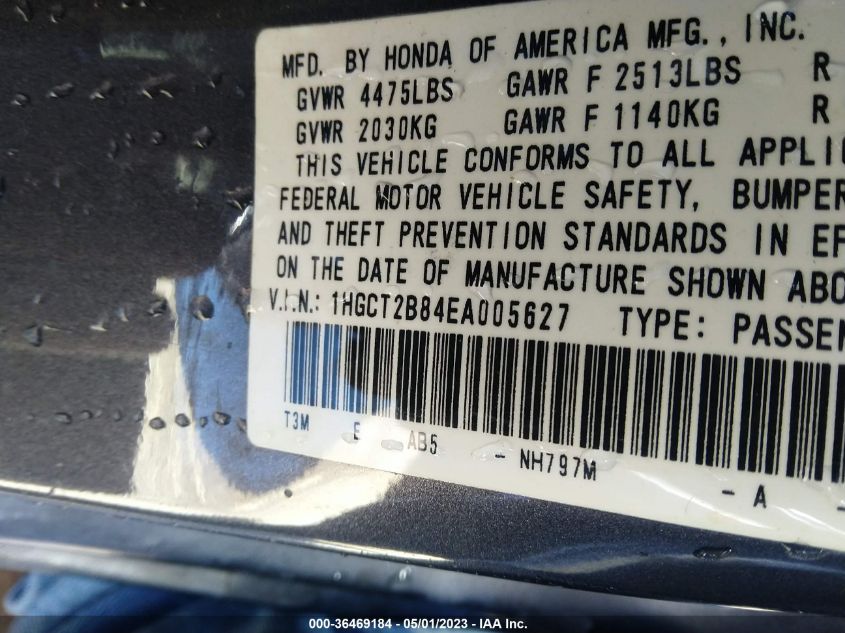 2014 HONDA ACCORD COUPE EX-L - 1HGCT2B84EA005627