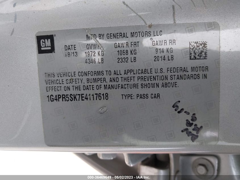 2014 BUICK VERANO CONVENIENCE GROUP - 1G4PR5SK7E4117618