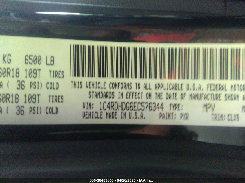 2014 DODGE DURANGO LIMITED - 1C4RDHDG6EC576344