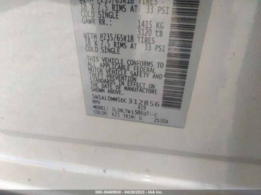 2013 INFINITI JX - 5N1AL0MM5DC312856