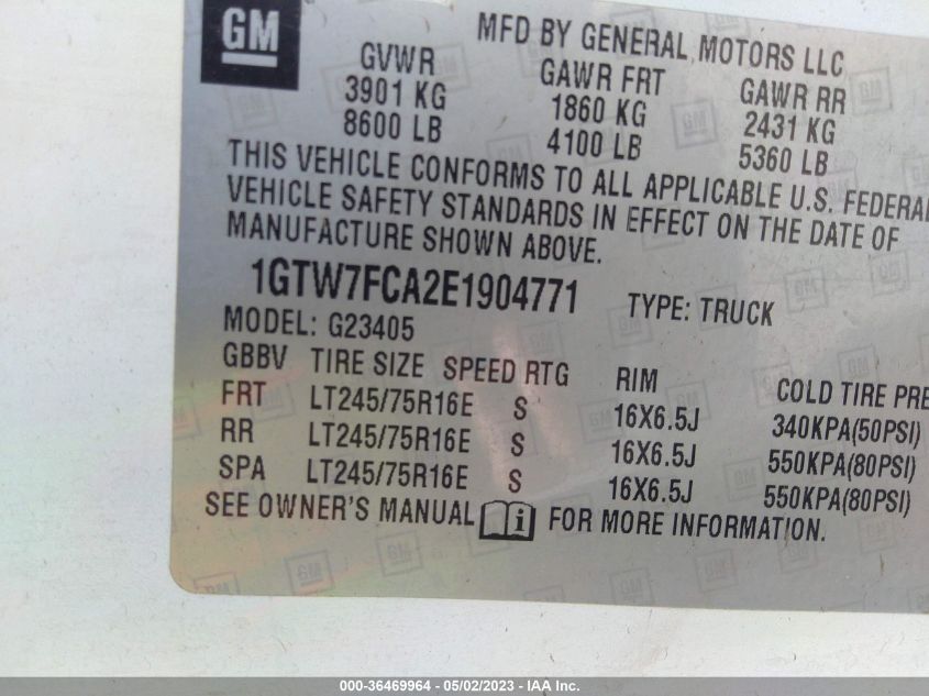 2014 GMC SAVANA CARGO VAN - 1GTW7FCA2E1904771