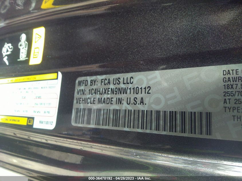 2022 JEEP WRANGLER UNLIMITED SAHARA - 1C4HJXEN9NW110112