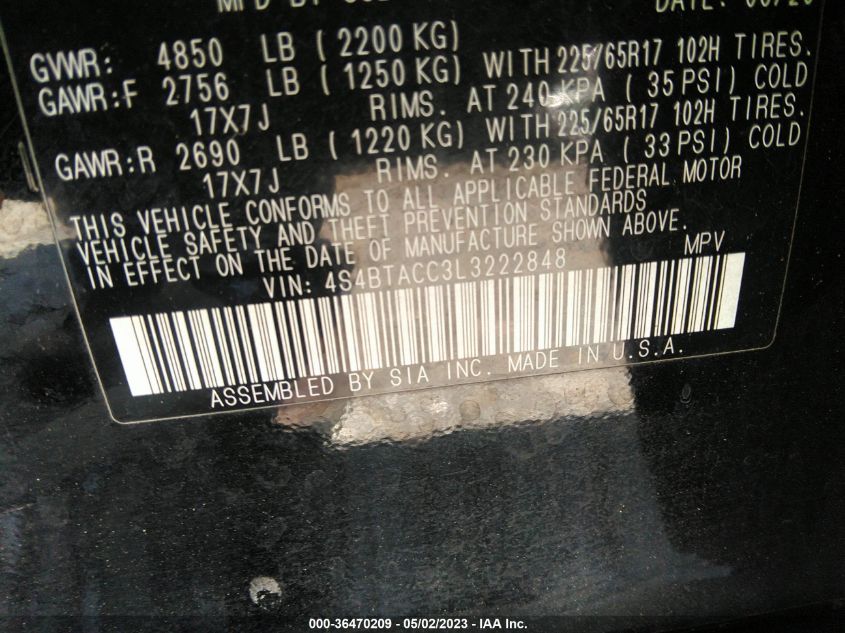 2020 SUBARU OUTBACK PREMIUM - 4S4BTACC3L3222848