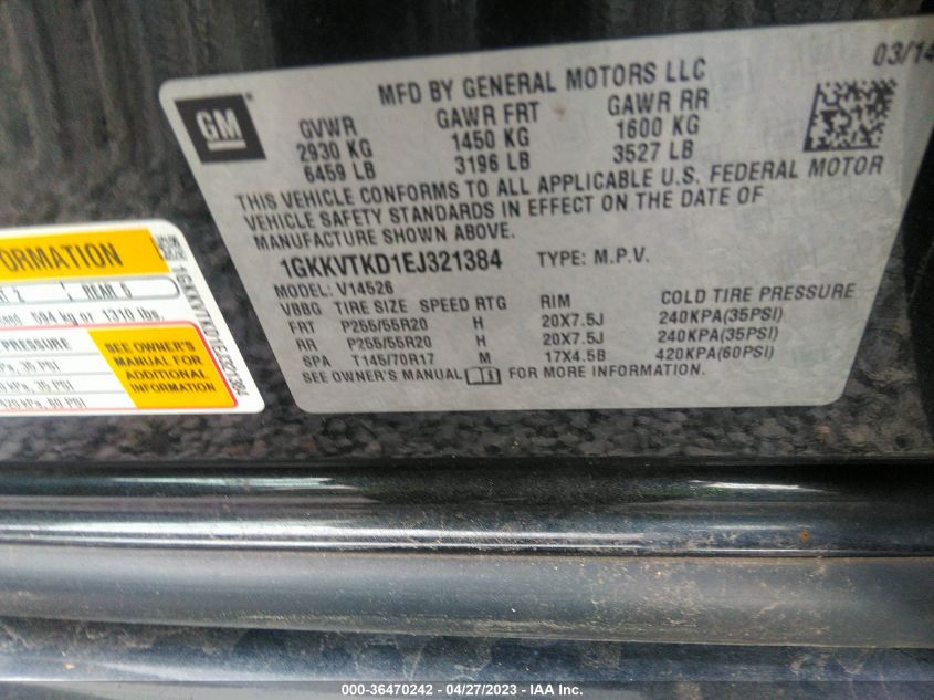 2014 GMC ACADIA DENALI - 1GKKVTKD1EJ321384