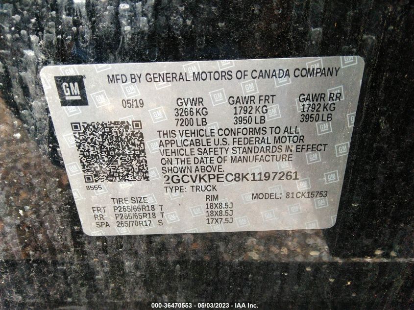 2019 CHEVROLET SILVERADO 1500 LD LT 2GCVKPEC8K1197261