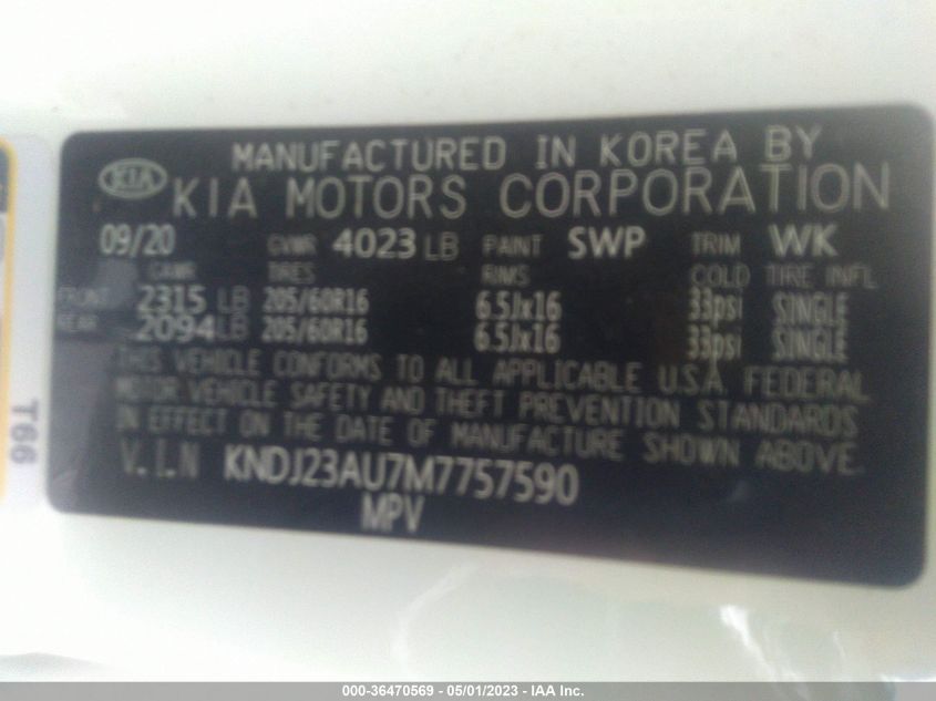 2021 KIA SOUL LX - KNDJ23AU7M7757590
