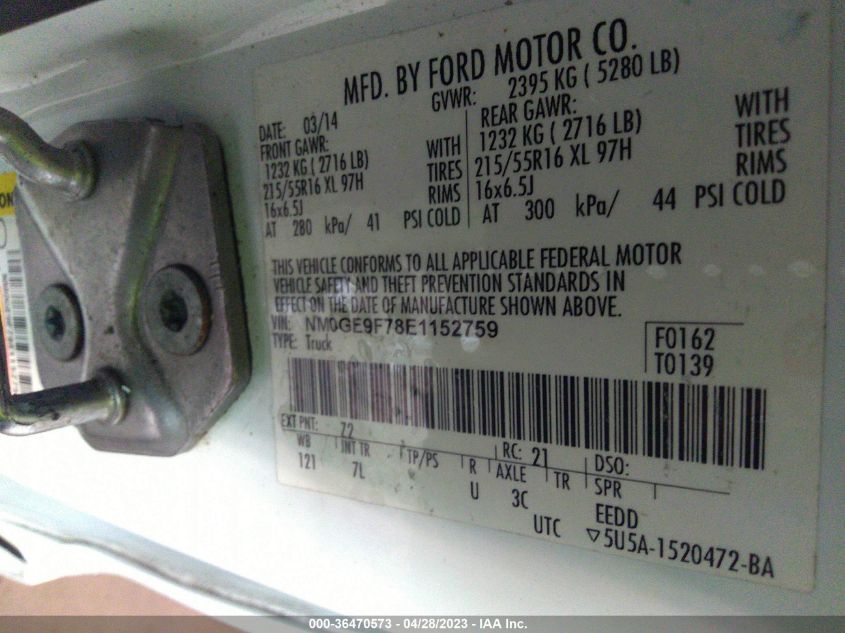 2014 FORD TRANSIT CONNECT WAGON XLT NM0GE9F78E1152759