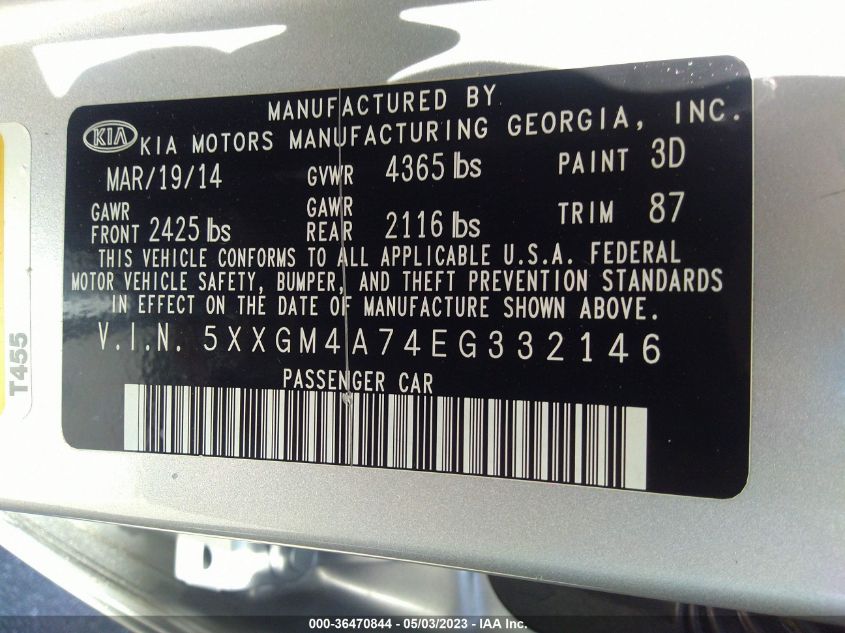 2014 KIA OPTIMA LX - 5XXGM4A74EG332146