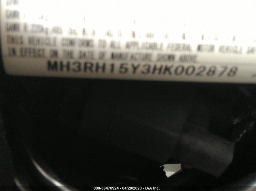 2017 YAMAHA YZFR3 A MH3RH15Y3HK002878