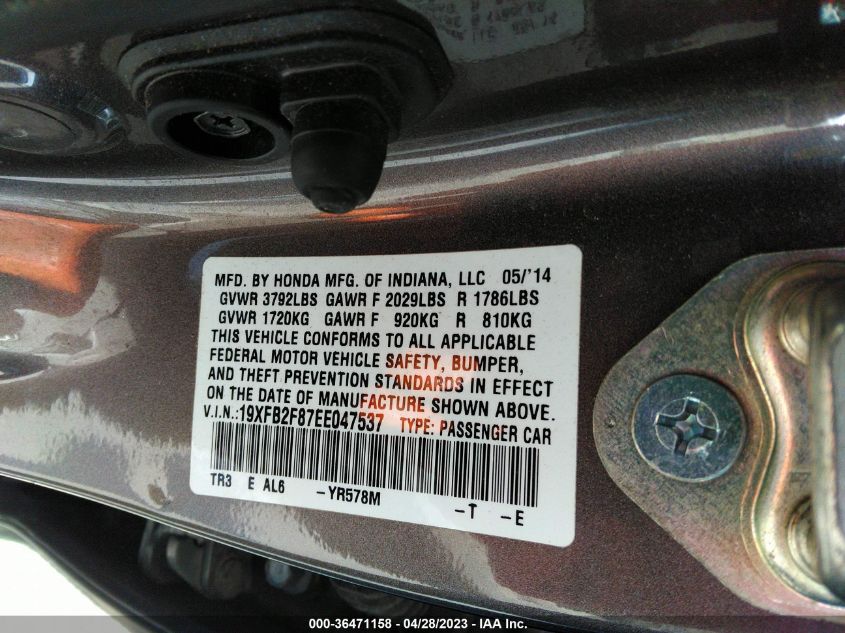 2014 HONDA CIVIC SEDAN EX - 19XFB2F87EE047537