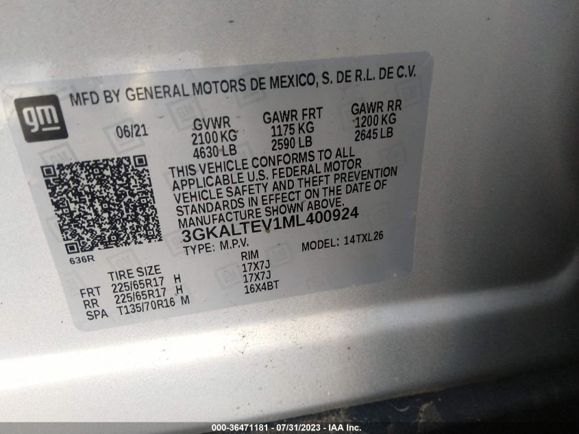 2021 GMC TERRAIN SLE - 3GKALTEV1ML400924