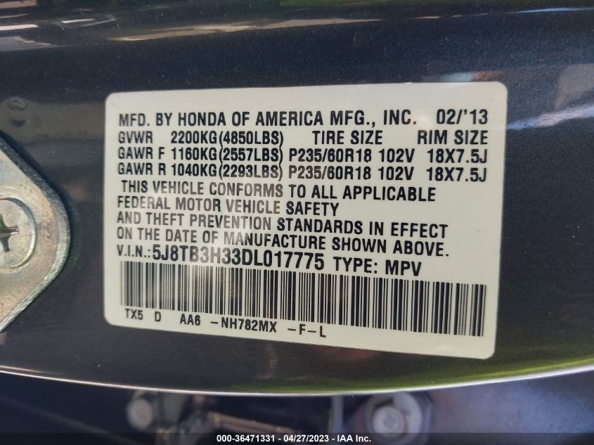 2013 ACURA RDX - 5J8TB3H33DL017775